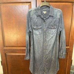 Target Merona Long Sleeve Dark Washed Denim Button up Dress / Medium